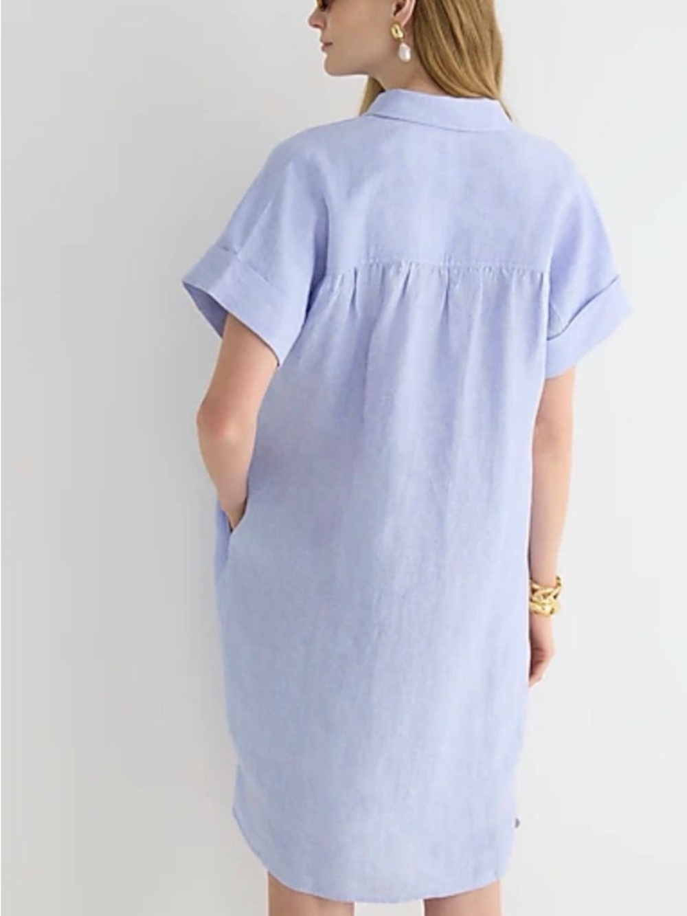 J. Crew Light Blue Button-Front Shirt Dress - Picture 5 of 16